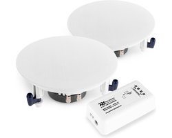 Plafond speaker - Set van 2 plafond inbouw speakers + versterker en luidsprekerkabel - Complete set voor kantoor, hal, wachtkamer, etc.