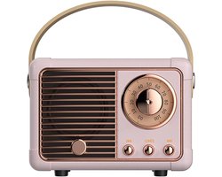 Retro bluetooth luidspreker - vintage luidspreker met klassieke antieke stijl - luid volume - draadloze Bluetooth 5.0-verbinding - bluetooth luidsprekers boxen - roze