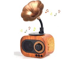 Retro muziekluidspreker, vintage draadloze draagbare buitenluidspreker met luid stereogeluid, oplaadbare luidspreker, ingebouwde microfoon, ondersteuning voor het beantwoorden van oproepen, USB-, TF-kaart- en AUX-ingang voor thuis.