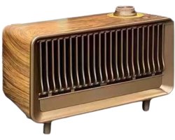 RetroDrive Dual Speaker – Retro Bluetooth Speaker met 10W Dual Mono Sound, FM Radio, TWS & Multi-Input (Retro Wood + Bronze)