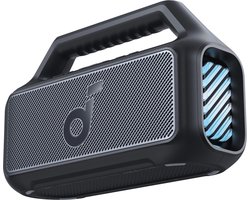 soundcore Boom 2 Outdoor Speaker, 80W, Subwoofer, BassUp 2.0, 24H Playtime, IPX7 Waterproof, Floatable, RGB Lights, USB-C, Custom EQ, Bluetooth 5.3, Portable For Outdoors, Camping, Beach, and Backyard-Zwart