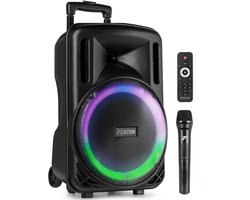 Speaker Bluetooth - Fenton FT12LED MK2 karaoke box met LED’s, accu en microfoon - Voor huisfeestjes