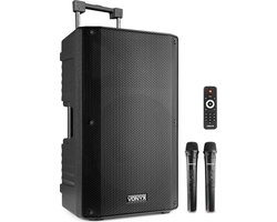 Speaker met Bluetooth - Vonyx VSA500 - 800 Watt - Partybox - 2 draadloze mics - Portable - MP3 - USB - SD