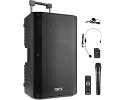 Speaker met Bluetooth - Vonyx VSA700BP - 1000W - Partybox met draadloze microfoon + headset - MP3 - USB