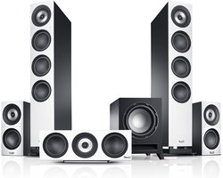 Teufel Definion 3 Surround Power Edition 5.1-Set - High end surround set met vloerstaande speakers - Gepatenteerd SCA-coaxiaal chassis - Subwoofer - wit / zwart