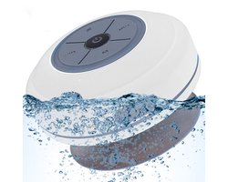 Waterdichte Bluetooth-doucheluidspreker - Draadloze draagbare audio - Ingebouwde bedieningsknoppen - Luidspreker - Sterke zuignap - Geschikt voor badkamer, zwembad, auto, strand, binnen- en buitengebruik - Wit