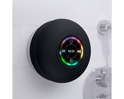 Waterdichte LED Bluetooth Douche Luidspreker met Zuignap - Zwart - USB Oplaadbaar - Geschikt voor Smartphone, Tablet en PC - IPX-4 - Muziekbox voor onder de douche
