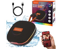 Zenwire Vibe BS–07 - Mini draagbare luidspreker - Bluetooth 5.3 - 13 W - FM-radio - USB/TF-speler - Microfoon - Compacte behuizing - 1000 mAh - TWS - USB-C - Micro SD-kaartlezer - RGB-achtergrondverlichting