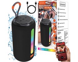 Zenwire Vibe BS-09 - Mini draagbare luidspreker - Bluetooth 5.3 - 26 W - FM-radio - Microfoon - Spatwaterbestendig IPX4 – TWS - USB-C - Micro SD-kaartlezer - RGB - achtergrondverlichting - Ingebouwde batterij 2500 mAh