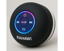 Zwarte Waterdichte LED Bluetooth Douche Luidspreker / speaker met Zuignap - USB Oplaadbaar - Geschikt voor Smartphone, Tablet en PC - IPX-4