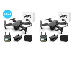 2-Pack Tech Essentials® Dual Camera Drone – Zwart – Incl. 2 Accu’s & Case per Drone – FPV Mini RC Drone E88 – Voor Kinderen & Volwassenen – Speelgoed voor Buiten