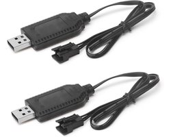 2 Pack Universele USB RC Oplaadkabel 7.4V Lipo Batterij Lader met SM-3 Pin Plug, Overload Bescherming en LED Display, Geschikt voor RC Auto's, Drones en Quadcopter Boot
