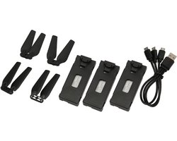 3PCS 3.7V 1800mAh Drone Accu met Propeller Bladen voor E88 E525 E99 E99PRO P1 K3 S1, Plug and Play RC UAV Accu voor Drones en Vliegtuigen