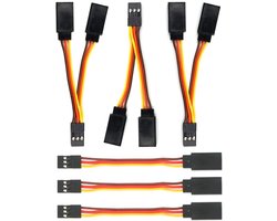 6 Stuks Servo Extensiekabels 75mm voor RC Drones en Auto's, JR Plug en Y-kabel 1 naar 2, 3 Pin Male en Female Verbinding