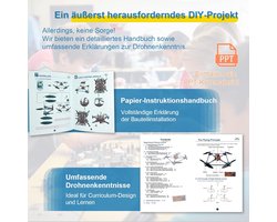 AeroLab DIY Drone Kit – STEM Leerproject met Borstelloze Motor, Optische Flow Positionering, Eénknops Start & Landing en 360° Rotatie voor Doe-Het-Zelvers – Inclusief Video Transmissie, Headless Mode – Afmetingen 30 x 30 x 10 cm – Novihome