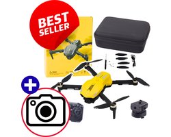 AeroX D11 Drone Geel Met Dual HD WiFi Camera, Gesture Control, 360° Rotatie, Obstakel Detectie, Optical Hover, Headless Mode, App Besturing, LED Lights, Return Home Functie – Stabiele & Slimme Quadcopter Voor Binnen & Buiten Met Cadeau