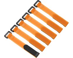 Cosensi - Herbruikbare batterijhouderbanden (6 stuks) 2,2 x 20,3 cm nylon oranje verstelbaar met haak en lus - quadcopter FPV RC drone boot auto