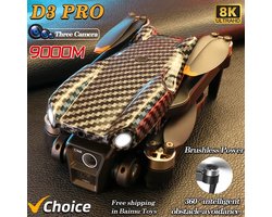 D3 Professional Mini Drone, Obstakelvermijding, Optische Stroompositie, RC Quadcopter, Geen GPS, 3 Camera's,8K