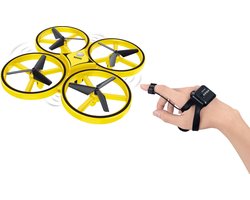 Denver Mini Drone voor Kinderen en Volwassenen - 30m Bereik - Handbesturing -  LED Licht - DRO170 - Zwart/Geel