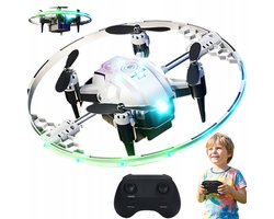 Drone - Mini Drone met RGB-licht & 360° Flips - Wit - 350mAh & Intelligente automatische centrering | Stuntvluchten | Hoogtebehoud op afstand - Voor Kinderen & Beginners