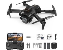 Drone - Opvouwbaar - Uitgerust met 1080p HD-camera - Quadcopter met dubbele camera en afstandsbediening - Obstakelvermijding in vier richtingen - Hoogtebehoud en hoogteverstelling - Headless-modus - 360° flip en andere functies - Zwart