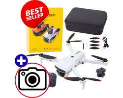 DroneX D6 PRO Drone Met Camera, LED Verlichting, 360° Obstakel Detectie, APP-RC Besturing, Headless Mode, Hover Functie, Brushless Motor, Indoor & Outdoor Lichtgrijs Drone Speelgoed Voor Beginners En Gevorderden Voor Stabiliteit En Controle Met Ebook