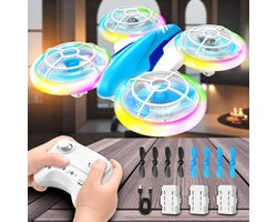 Egoods Drone - Mini Drone voor Kinderen met LED-Licht – RC Drone met Afstandsbediening – 3 Accu’s – Binnen & Buiten – Vanaf 6 Jaar