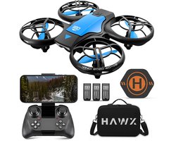 HAWX V8 Drone - Drone met 4K Camera - Mini drone - Voor Kinderen/Volwassenen - Drones - Tot 90 Minuten Vliegen - Incl. 3 Batterijen, Opbergtas, Landing Pad