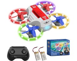 Huntex Mini-Drone Rood met Verlichting voor Kinderen - RC Voertuigen - Spraakbesturing Verlicht - 3D-flip - Kinder Drone - Kinderspeelgoed - Verjaardagscadeau - Inclusief 2 Accu's en Batterijen
