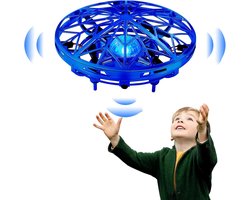Infraroodgevoelige mini-drone voor kinderen - LED-licht - 360 ° roterend - zweefspeelgoed - binnen en buiten - 6-14 jaar (blauw)