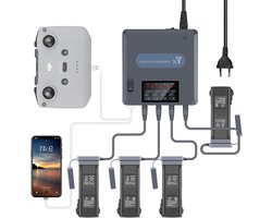 Intelligente Oplader met 6 in 1 LCD Display en Dual Charging Mode voor DJI Mavic 3 Drone Accu's en Accessoires