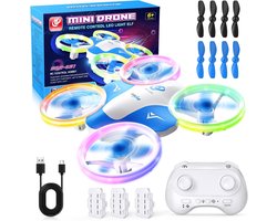 KORFFE Mini Drone met Verlichting - - Vliegtuig Speelgoed - RC Voertuigen - Kinder Drone - 30 Min. Vliegtijd - Incl. 3 Accu's