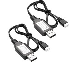 LiPo 7.4V Oplaadkabel met USB naar XH-3P Plug voor RC Auto's en Drones - 2 Stuks, Geschikt voor 1/10 tot 1/18 Schaal Modellen, 1A 2S Lipo Oplader