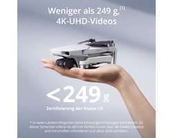 Mini 4K Drone met 4K UHD Camera, < 249 g, 3‑assige gimbal, QuickShots, 10 km videotransmissie, Automatische terugkeer, Windbestendig, 1 accu (max. 31 min vliegtijd) Indsutrialhome