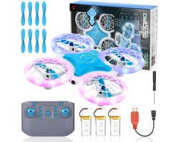 Mini drone met ledverlichting en 3 oplaadbare batterijen, vliegduur 24 minuten, speelgoed voor jongens en meisjes, beginners, ideaal voor binnen