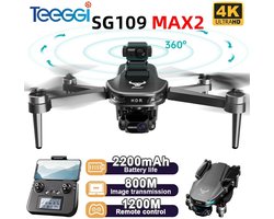 Mini Drone SG109 MAX2 – GPS – 3-Assige Gimbal – 4K Camera – 360° Laser Obstakelvermijding – Dubbele Batterij – Opvouwbaar – WiFi FPV – Tot 25 Minuten Vlucht – Inclusief Tas en Afstandsbediening