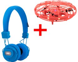 MOBII-X - Kids bundel met UFO drone en draadloze Bluetooth koptelefoon (blauw)