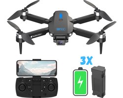 SefSay E88 Max Drone - Drone met dubbele HD camera - Borstelloze motoren - 3 batterijen en een opbergtas - Geschikt voor kinderen en volwassenen