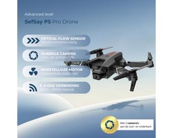 SefSay P5 Pro Drone - Drone met dubbele HD camera - Obstakel Ontwijking - 2 batterijen en een opbergtas - Geschikt voor kinderen en volwassenen