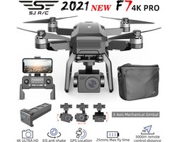 SJRC-F7-4K PRO EIS - Drone - Drone met camera - GPS - 3 Assige Gimbal-5G WIFI FPV - 3KM -BRUSHLESS MOTORS - UHD CAMERA - OPVOUWBAAR - Drones - SMART LiPo BATTERIJ -EXTRA ACCU - ZILVER GRIJS - ARODI Accu