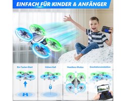 SkySnap HD Mini Drone met 720P Camera voor Kinderen en Beginners – LED Verlichting, 3 Batterijen (21 Min. Vluchtduur), 360° Flips & Headless Modus – Perfect Cadeau – Novihome