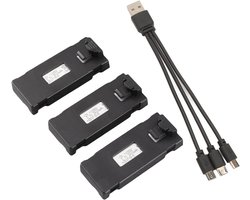 SnelShoppen - RC Drone Lithium Accu 2600mAh voor E88 E88Pro LSE525 E525Pro met 3-in-1 Draagbare Oplaadkabel, Quadcopter Accessoires met Overbelasting-