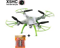SYMA X5HC DRONE HD CAMERA + Barometer inclusief 16 stuks batterijen -white