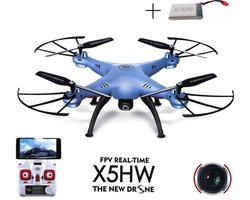 Syma X5HW drone met extra accu en HD camera | FPV live | WiFi | Quadcopter - Blauw