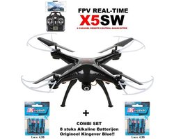 Syma X5SW Drone Quadcopter WiFi FPV Met 2K Camera zwart + 2 pack Batterijen