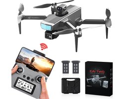 Tedroka® KAI TWO 4K GPS Drone - 3-assige Gimbal - Onder 249g - 50 min Vlucht, 5G Transmissie, Visuele Tracking, 360º Obstakel Vermijding - RC Drone - EIS Anti-Schok - Auto Return - Follow Me - 64 GB SD kaart- Lichtgewicht voor Volwassenen en Beginner