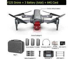 Wildor® Drone - Met Camera - Met 3 Batterijen - Quadcopter - Opvouwbaar - Obstakels Vermijden - Met Draagtas - Met Controller - Met 3 USB Kabels - Met 64G kaart - Met Gimbal Beschermer - Met Overzetkabel