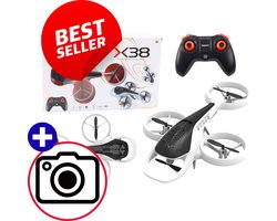 X38 SYMA Drone Wit RC Met Obstakel Detectie, 2.4G Verbinding, 3-Propeller Ontwerp, 30m Bereik, 90min Oplaadtijd, Compact 20×16×5 cm, Lichtgewicht & Duurzaam Speelgoed Voor Beginners – Inclusief Afstandsbediening – Inclusief Cadeau