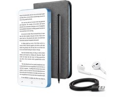 E-reader voordeelset - Draagbare Lezer - Smartphone Formaat - E-reader Met Stylus - Kleurenscherm - Muziekfunctie - Bluetooth - Met accesoires - Elektronische Boekenlezer - Blauw - 8GB
