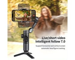 AOCHUAN XE 3-Assige Handheld Gimbal Stabilizer – Opvouwbaar Ontwerp met Draadloze Bediening & Oplaadbare Batterij – Geschikt voor iPhone, Samsung & Xiaomi Smartphones